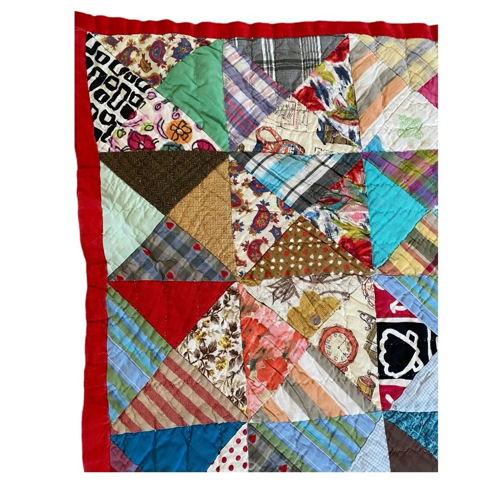 VTG HANDMADE PATCHWORK QUILT - Picture 6 of 14